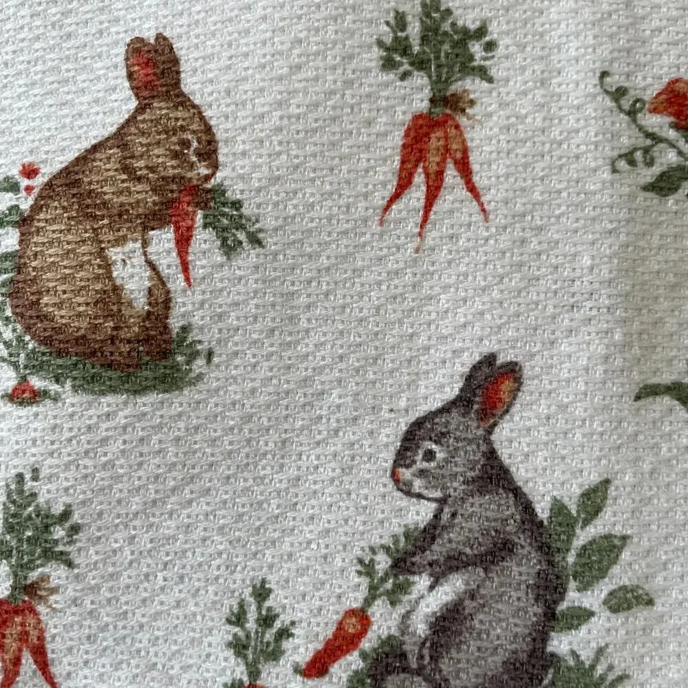 Shabby Chic Cotton Kitchen Towels Spring Floral Easter Bunny Rabbit Set of 3 NEW